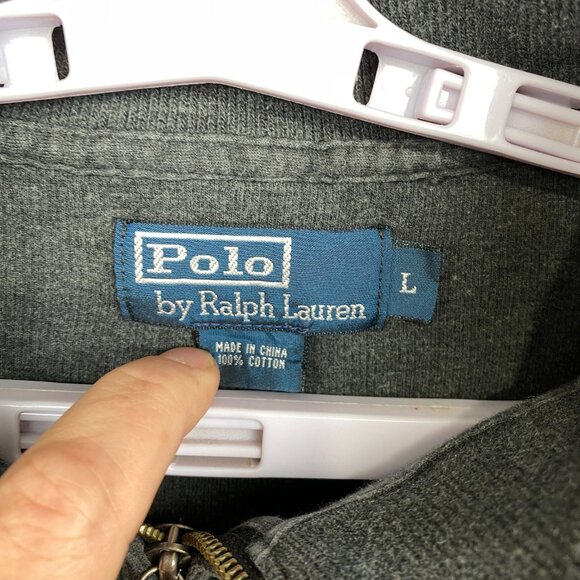 Polo Ralph Lauren 1/4 Zip Sweatshirt Mens Large Gray Preppy Casual Maroon Pony - Picture 6 of 9